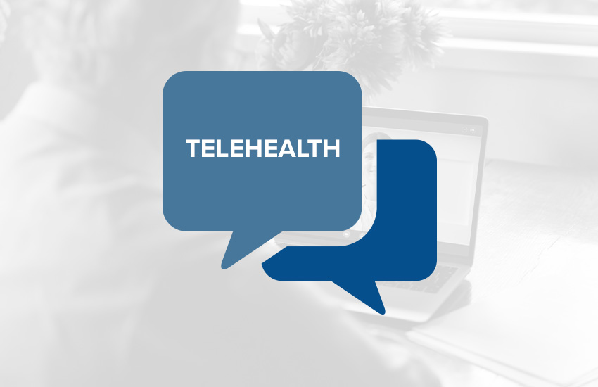 telehealth Telehealth speech bubble icon over a laptop, representing online therapy sessions at The Gambling Clinic
