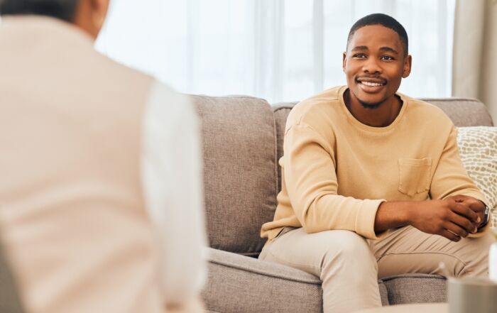 happy man after cbt therapy for gambling